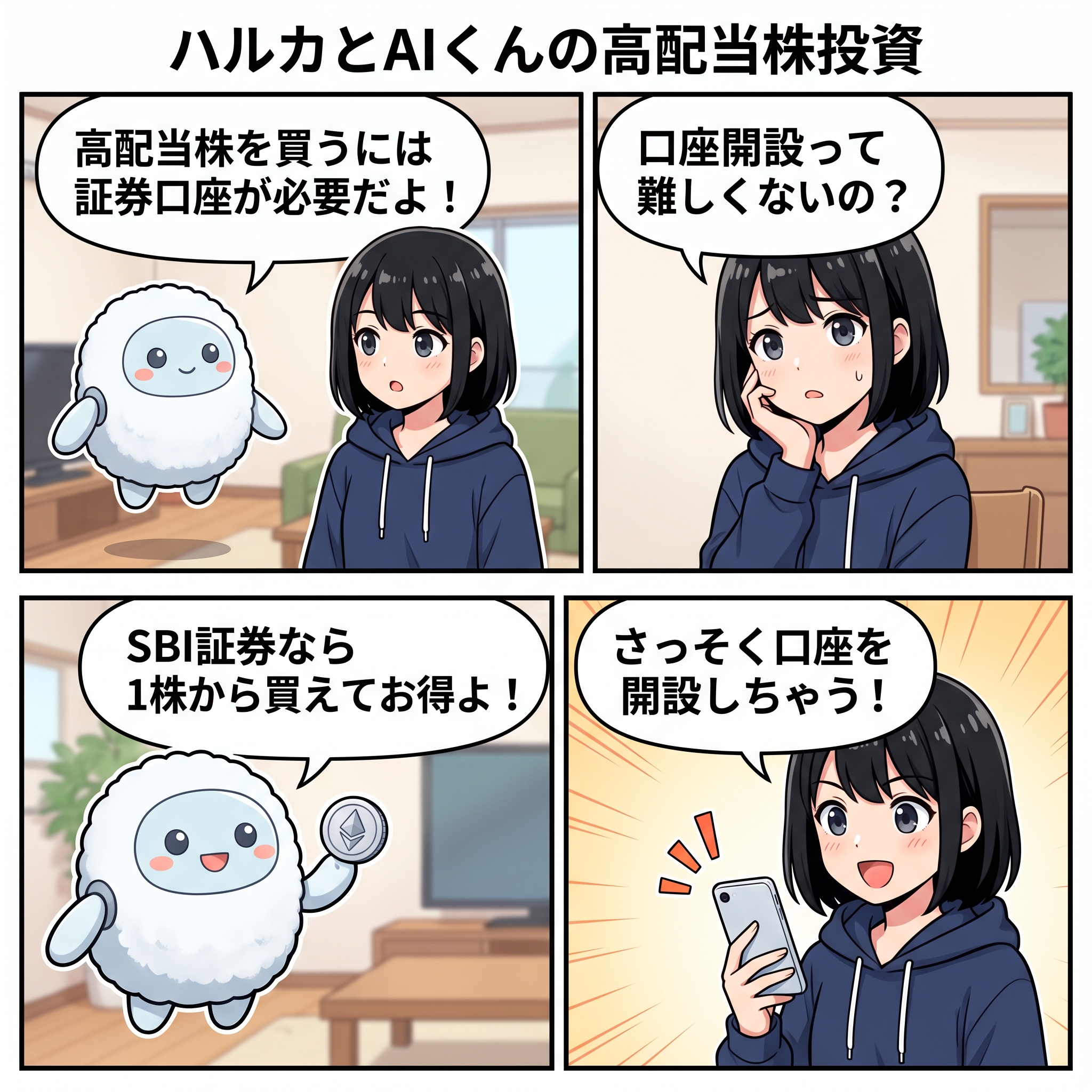 高配当株投資証券口座 4コマ漫画