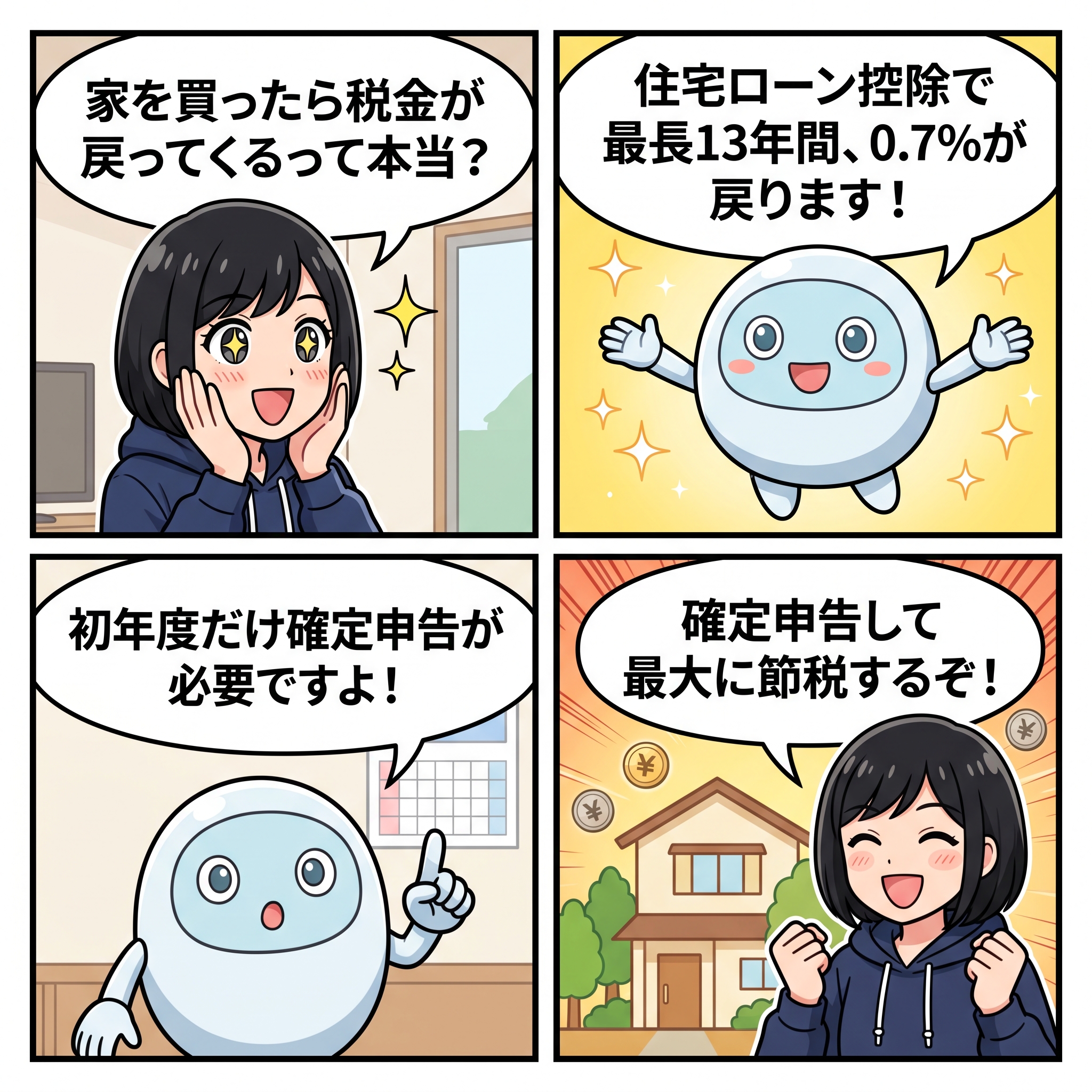 ハルカとAIくん ep08 住宅ローン控除4コマ漫画