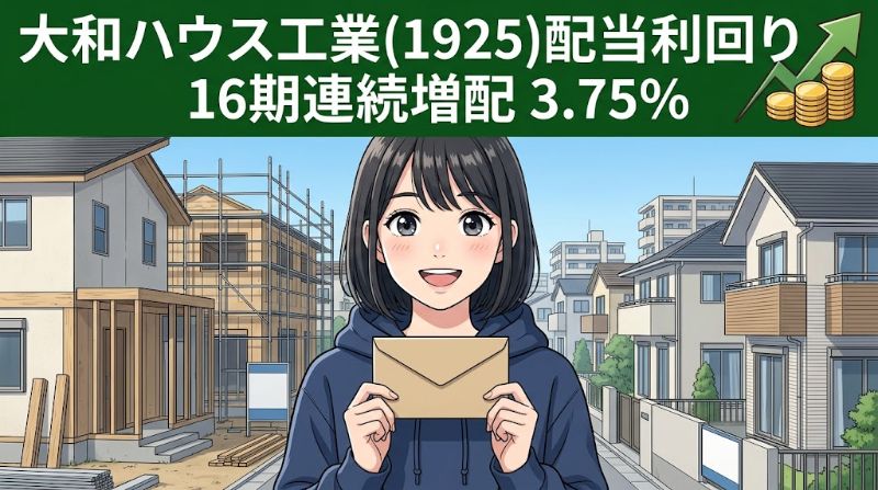 大和ハウス工業配当利回り2026 1925 16期連続増配3.75%