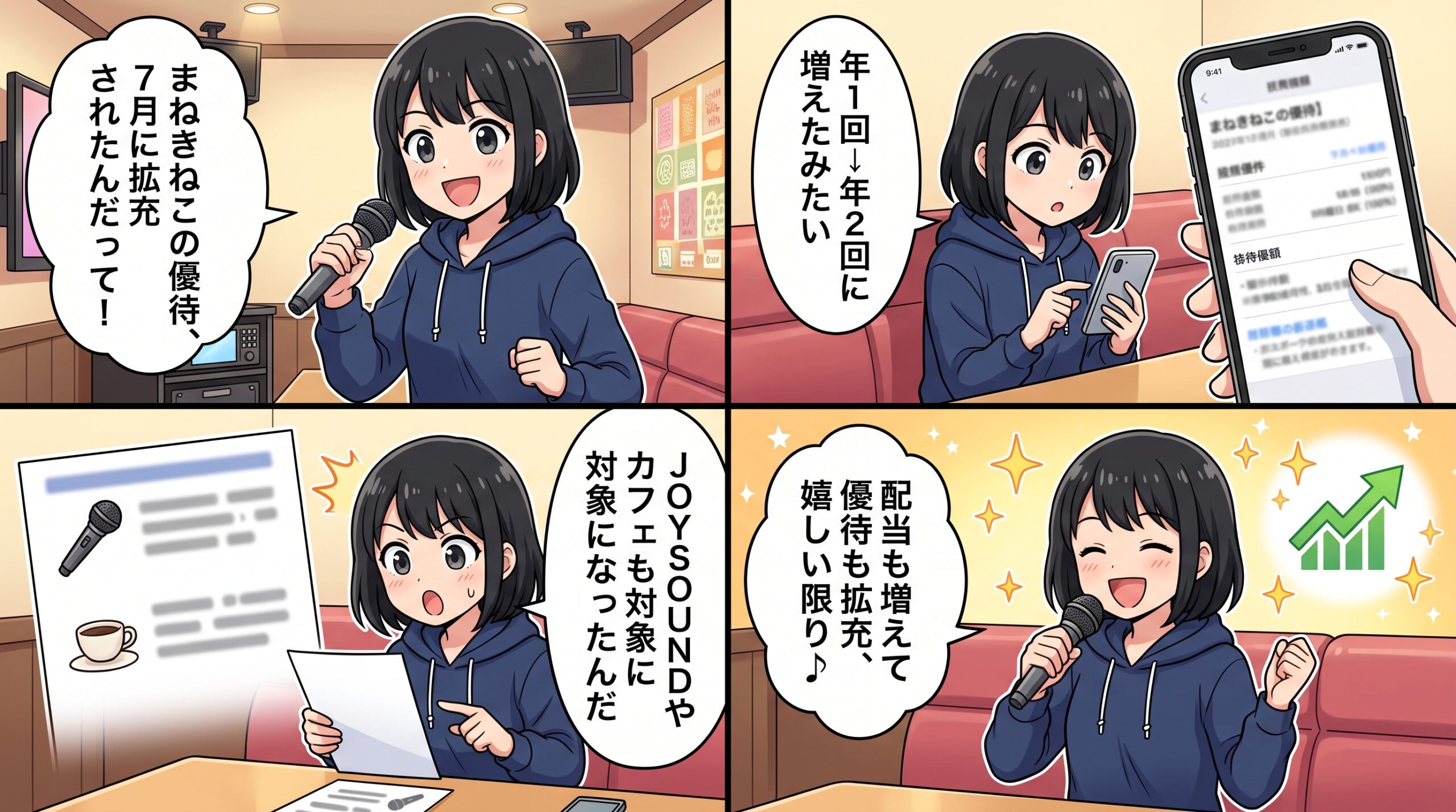 コシダカHD株主優待 4コマ漫画