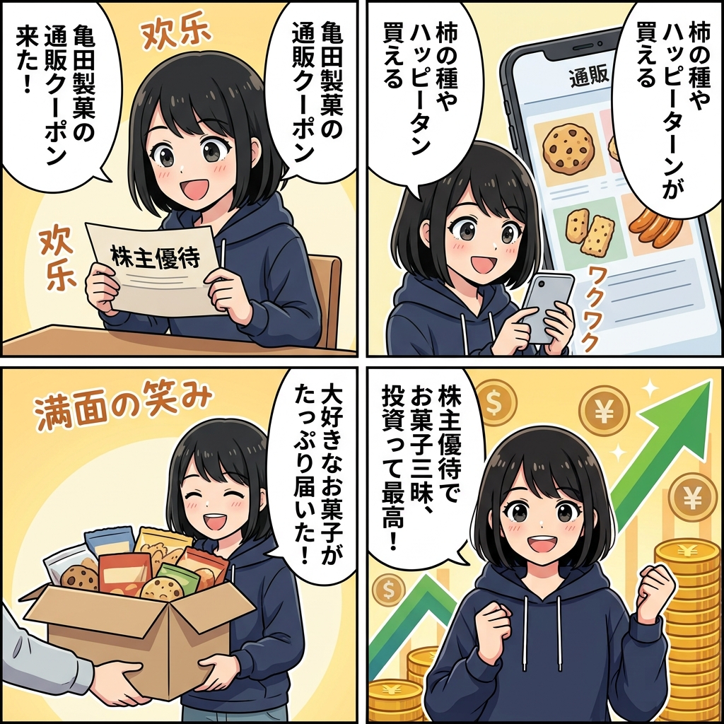 亀田製菓株主優待 4コマ漫画 ハルカ