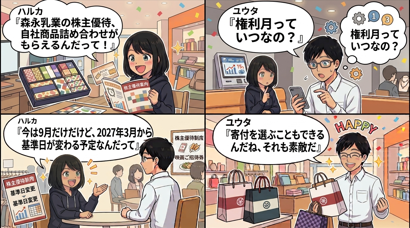 森永乳業株主優待 4コマ漫画