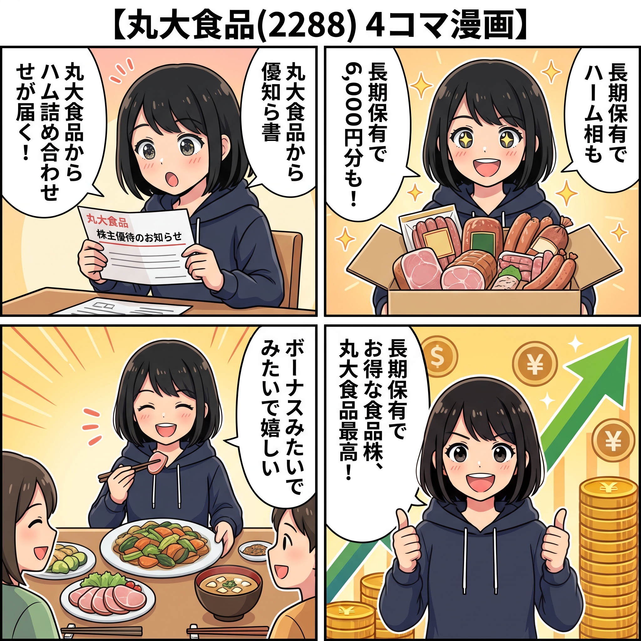 丸大食品株主優待 4コマ漫画 ハルカ