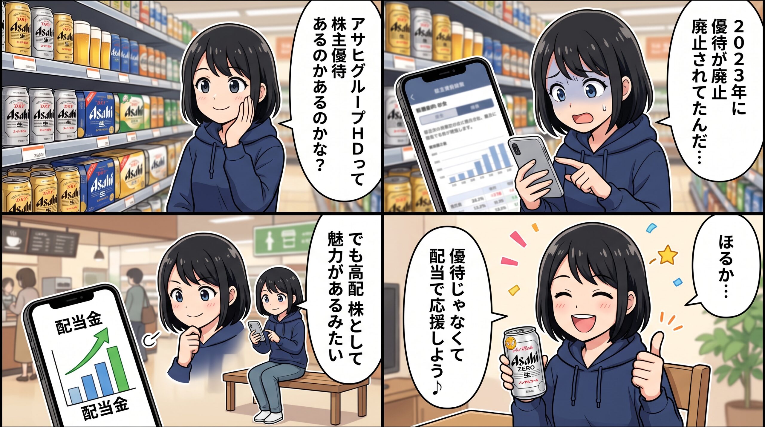 アサヒグループHD株主優待 4コマ漫画