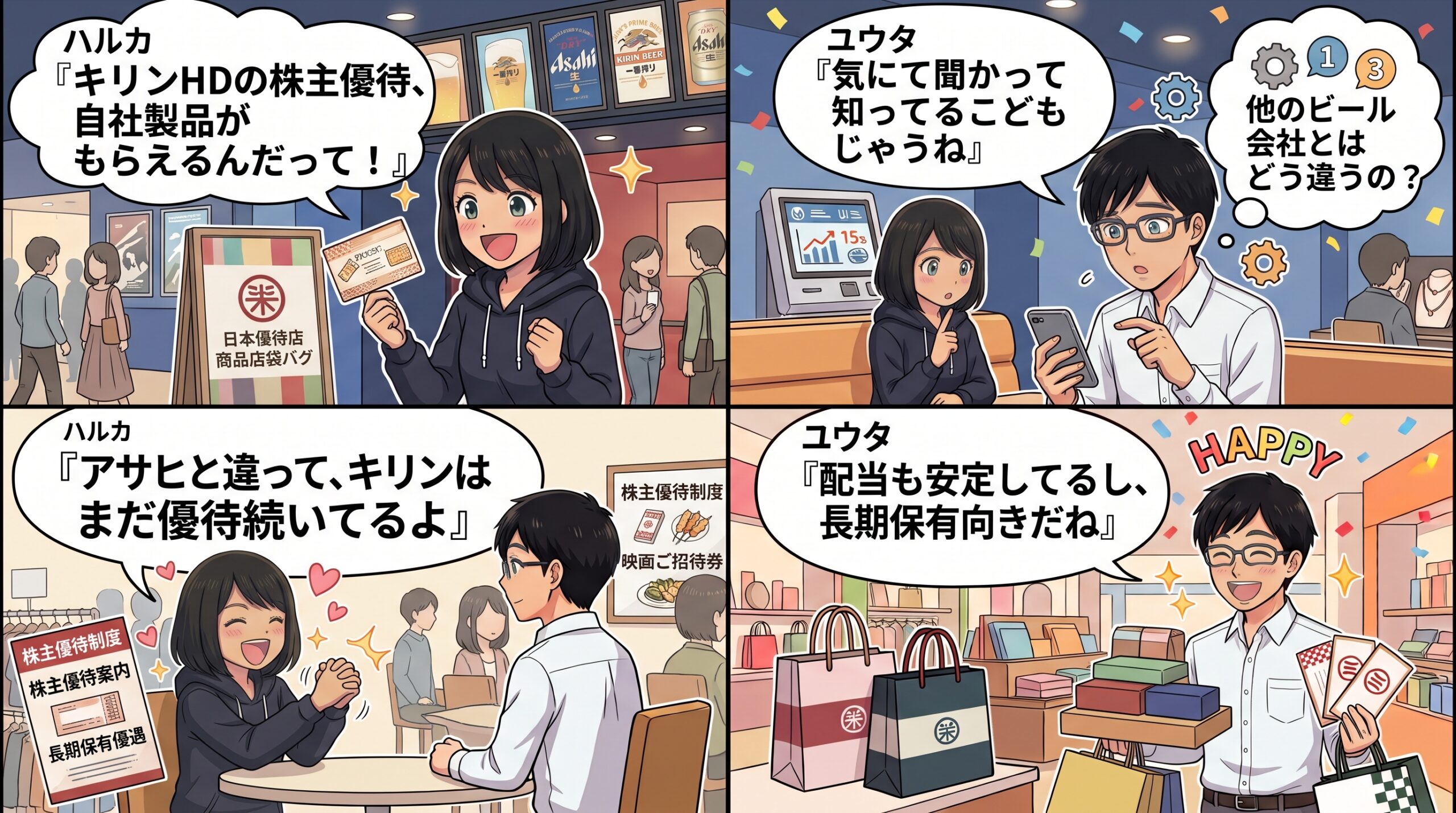 キリンHD株主優待 4コマ漫画