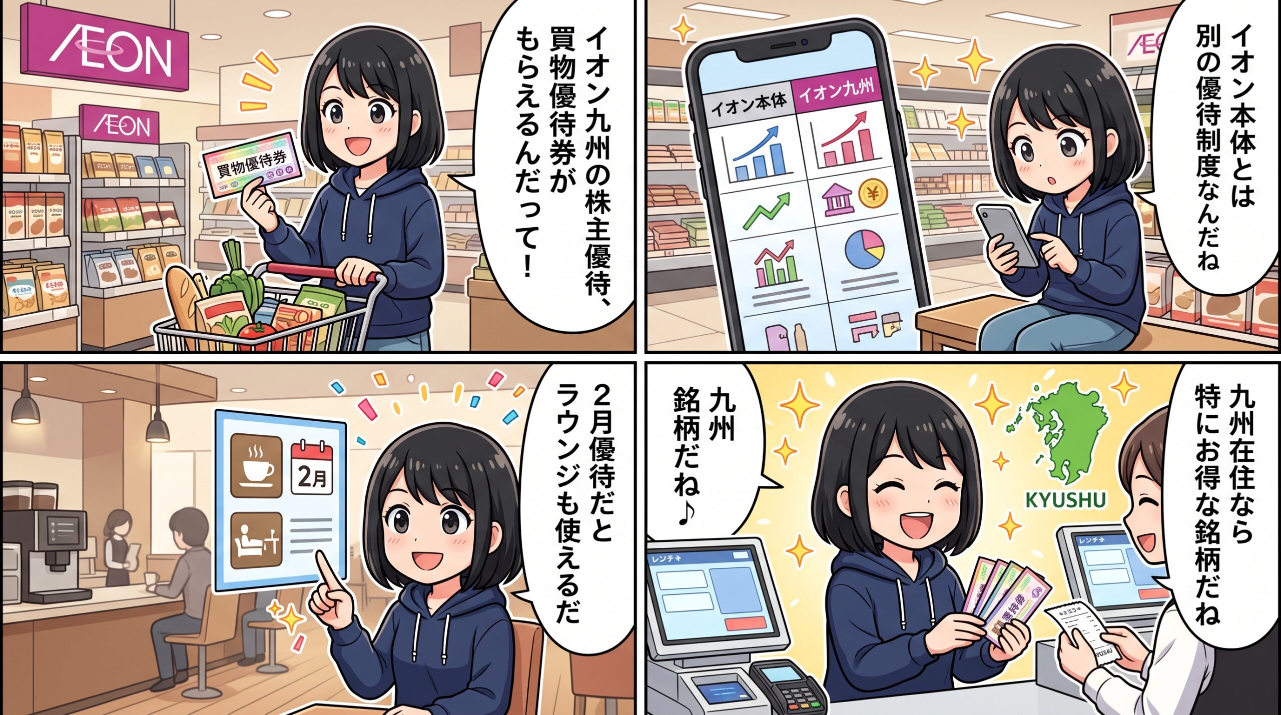 イオン九州株主優待 4コマ漫画
