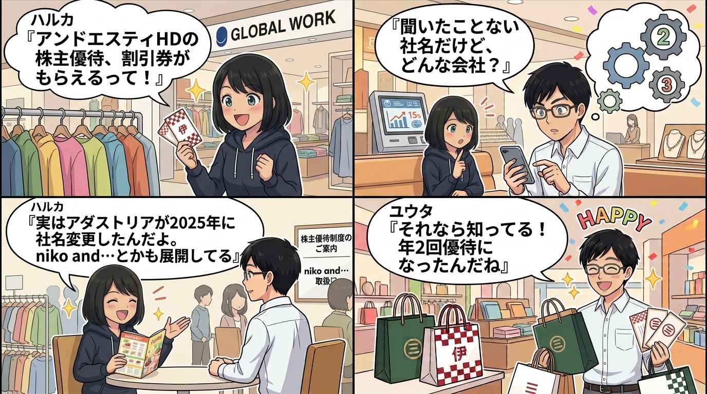 アンドエスティHD株主優待 4コマ漫画