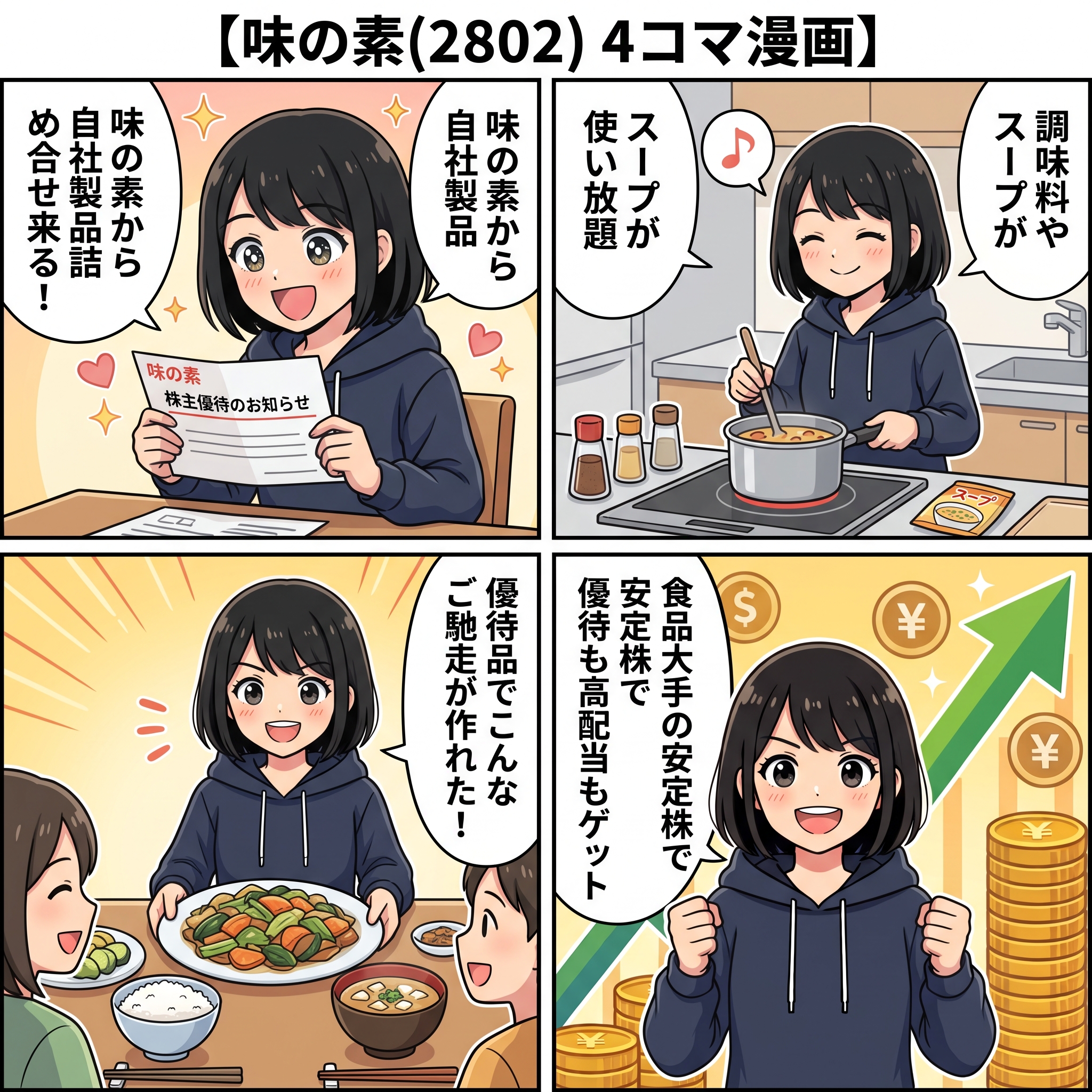 味の素株主優待 4コマ漫画 ハルカ