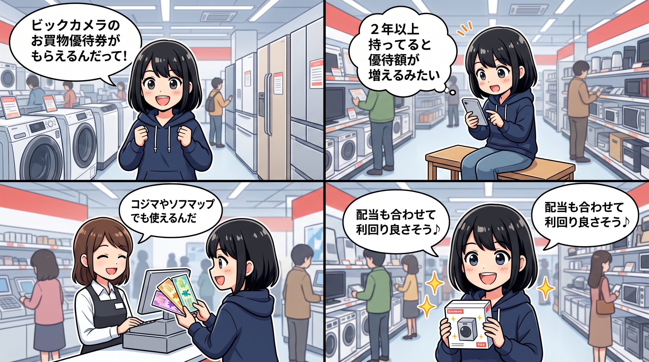 ビックカメラ株主優待 4コマ漫画