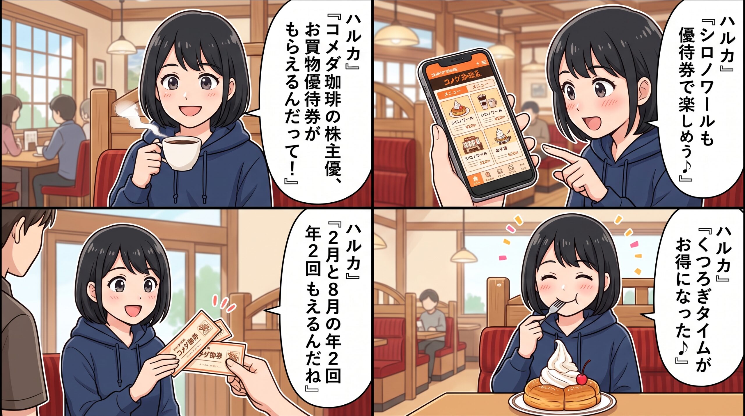 コメダHD株主優待 4コマ漫画