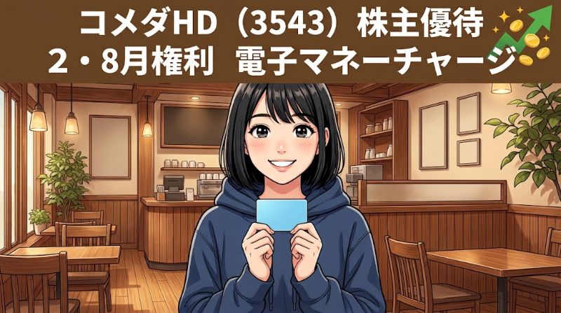 コメダHD株主優待3543 2・8月権利電子マネーチャージ