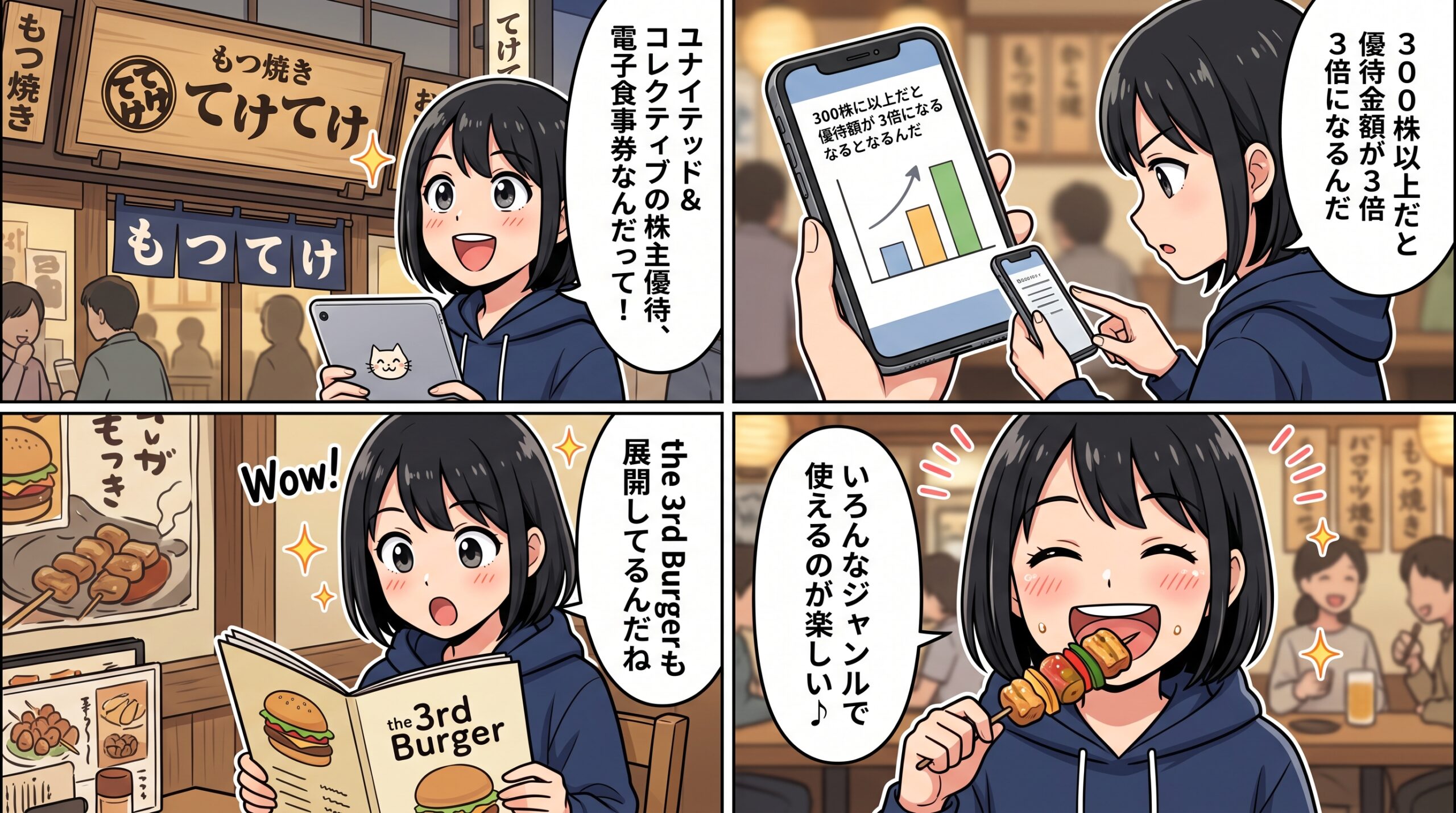 ユナイテッド&コレクティブ株主優待 4コマ漫画