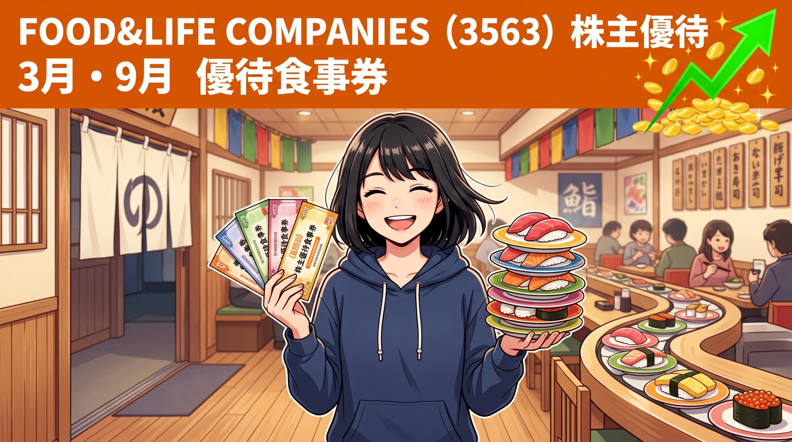 FOOD&LIFE COMPANIES株主優待 スシロー優待食事券アイキャッチ