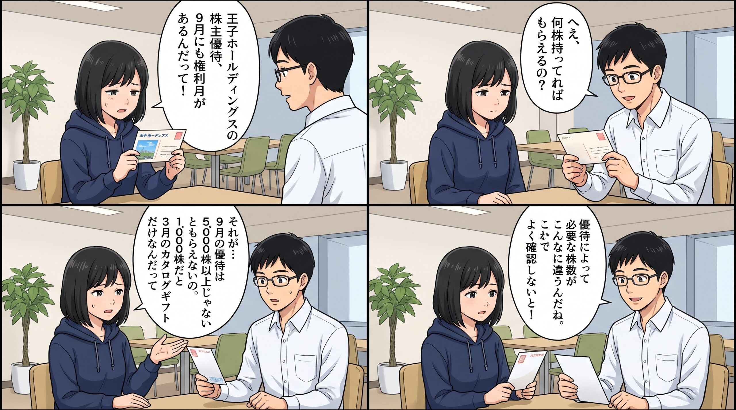 王子ホールディングス株主優待 4コマ漫画