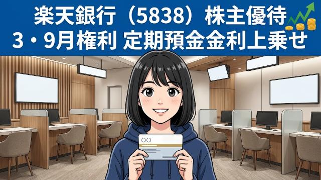楽天銀行株主優待5838 3・9月権利定期預金金利上乗せ