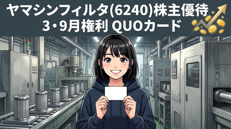 ヤマシンフィルタ株主優待6240 3・9月権利QUOカード
