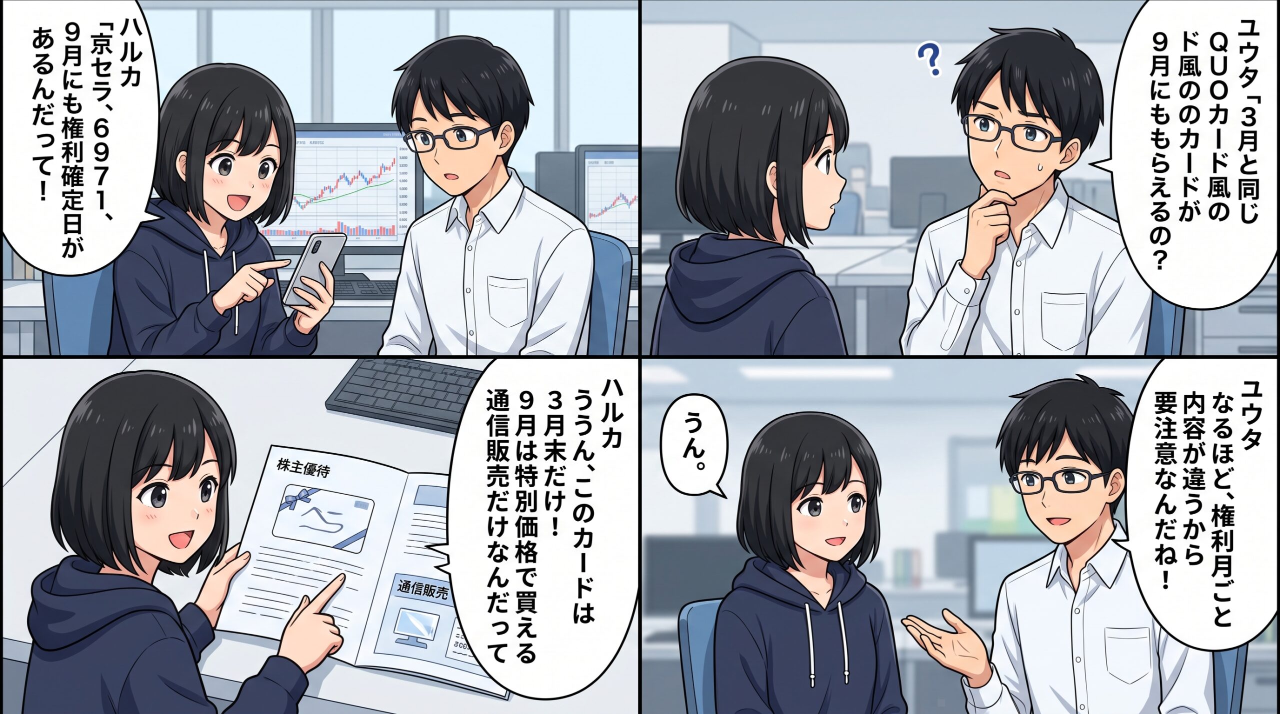 京セラ株主優待 4コマ漫画 3月9月の違い