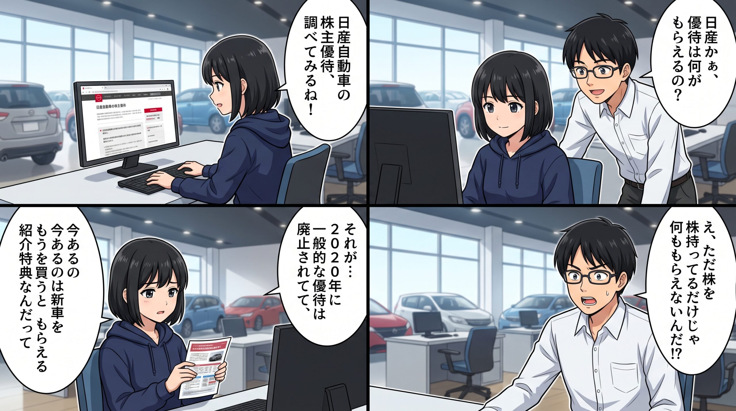 日産自動車株主優待 4コマ漫画