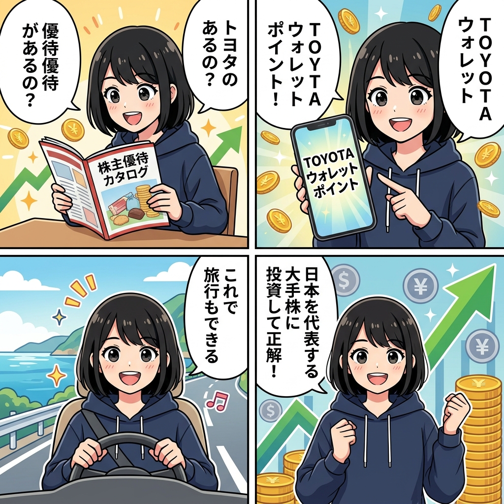 トヨタ自動車株主優待 4コマ漫画 ハルカ