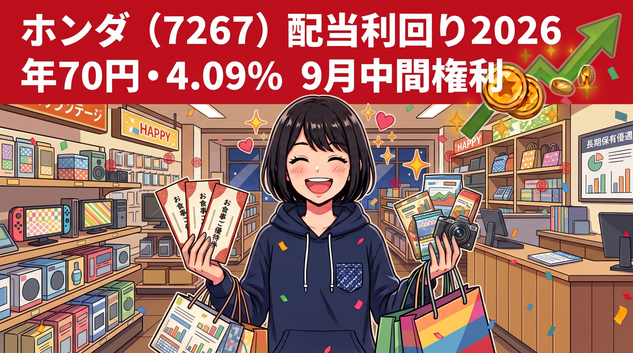 ホンダ株配当利回り2026 年70円4.09% 9月中間権利完全ガイド