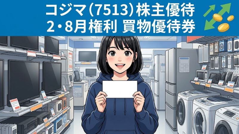コジマ株主優待7513 2・8月権利買物優待券