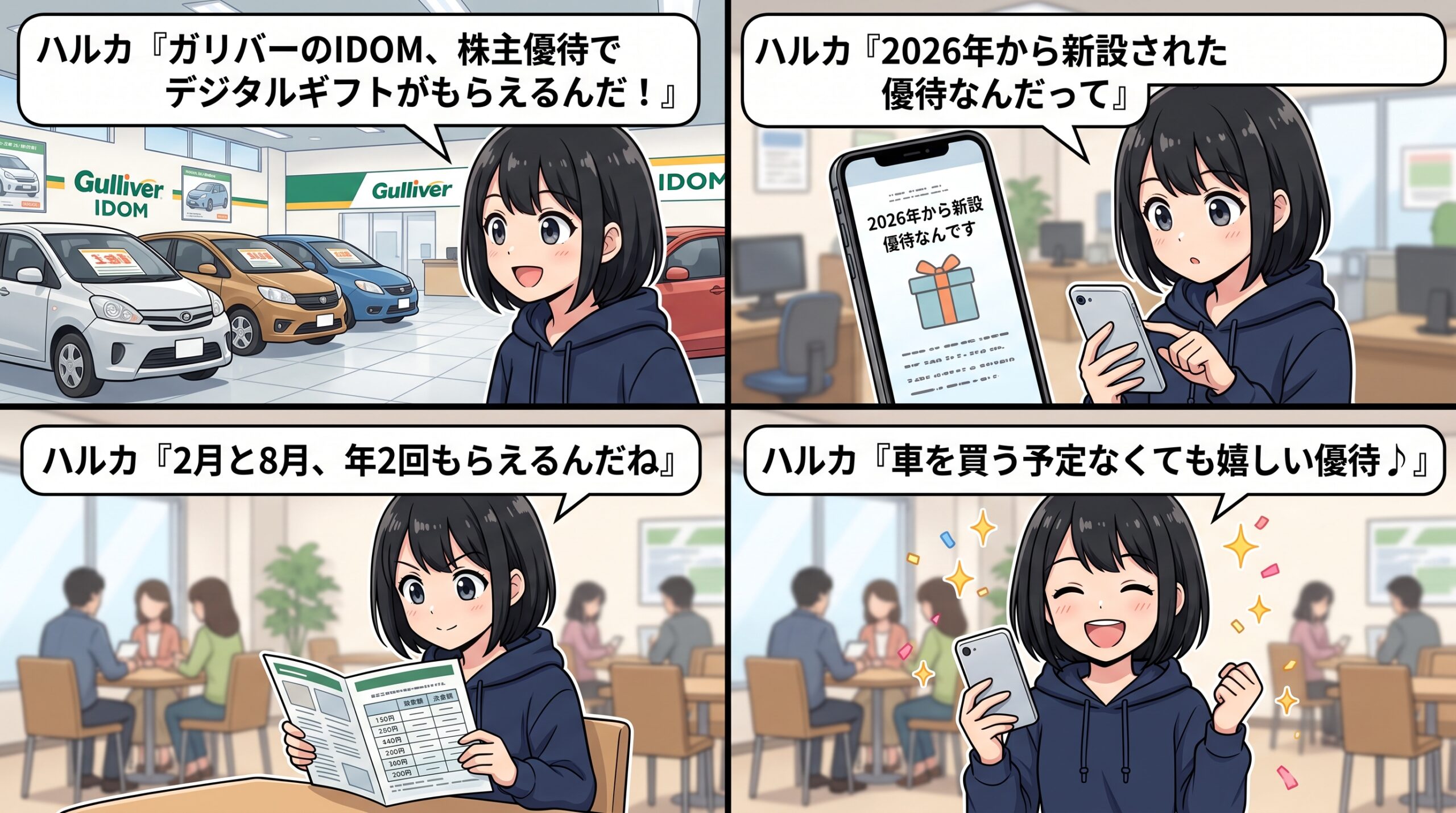 IDOM株主優待 4コマ漫画