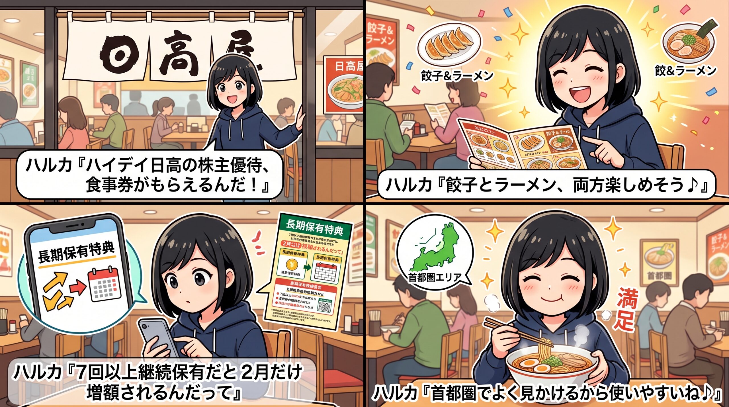 ハイデイ日高株主優待 4コマ漫画