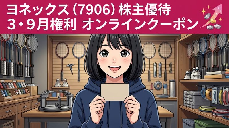 ヨネックス株主優待7906 3・9月権利オンラインクーポン