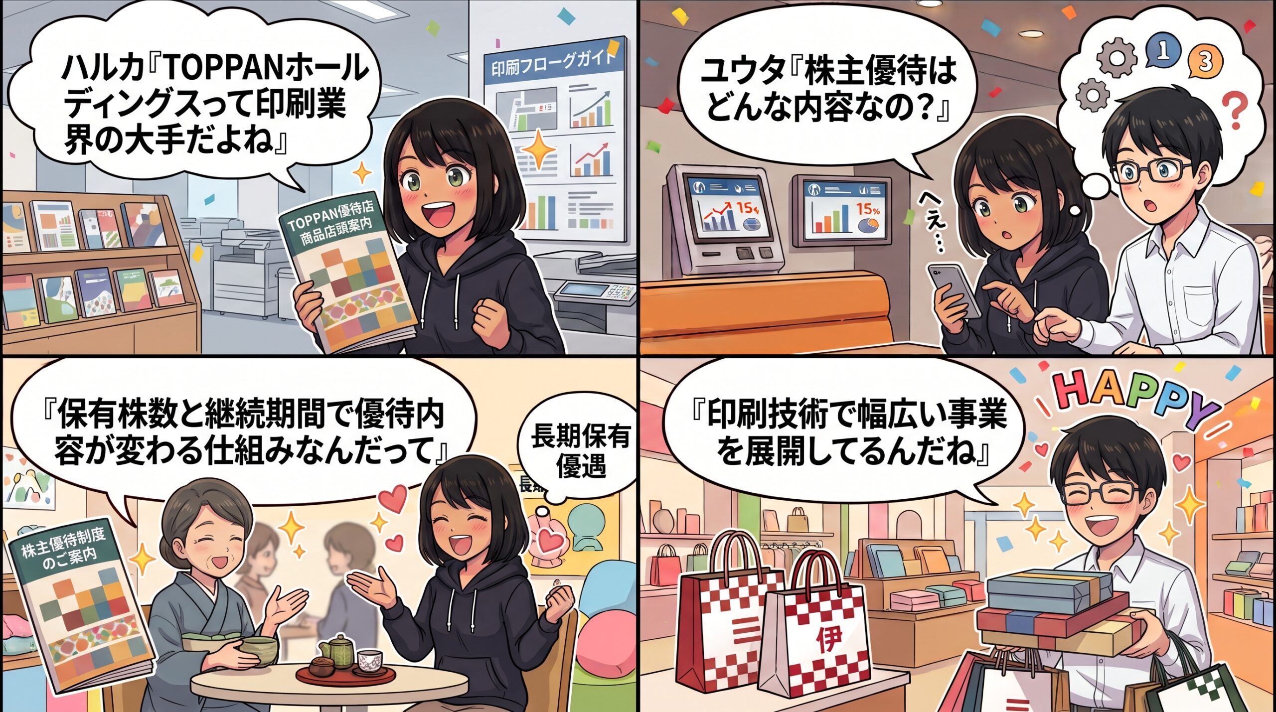 TOPPANホールディングス株主優待 4コマ漫画