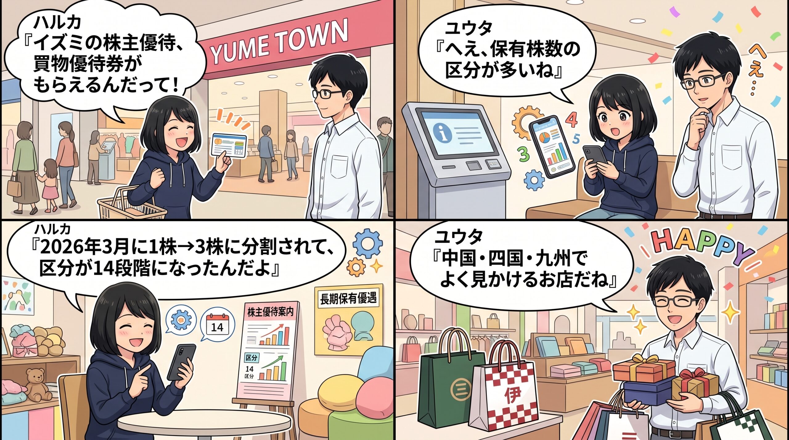 イズミ株主優待 4コマ漫画