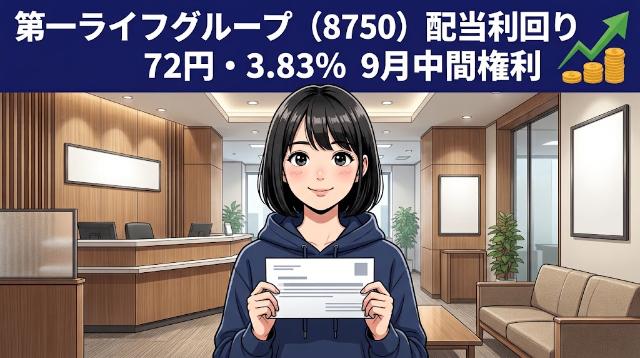 第一ライフグループ配当利回り8750 72円3.83% 9月中間権利