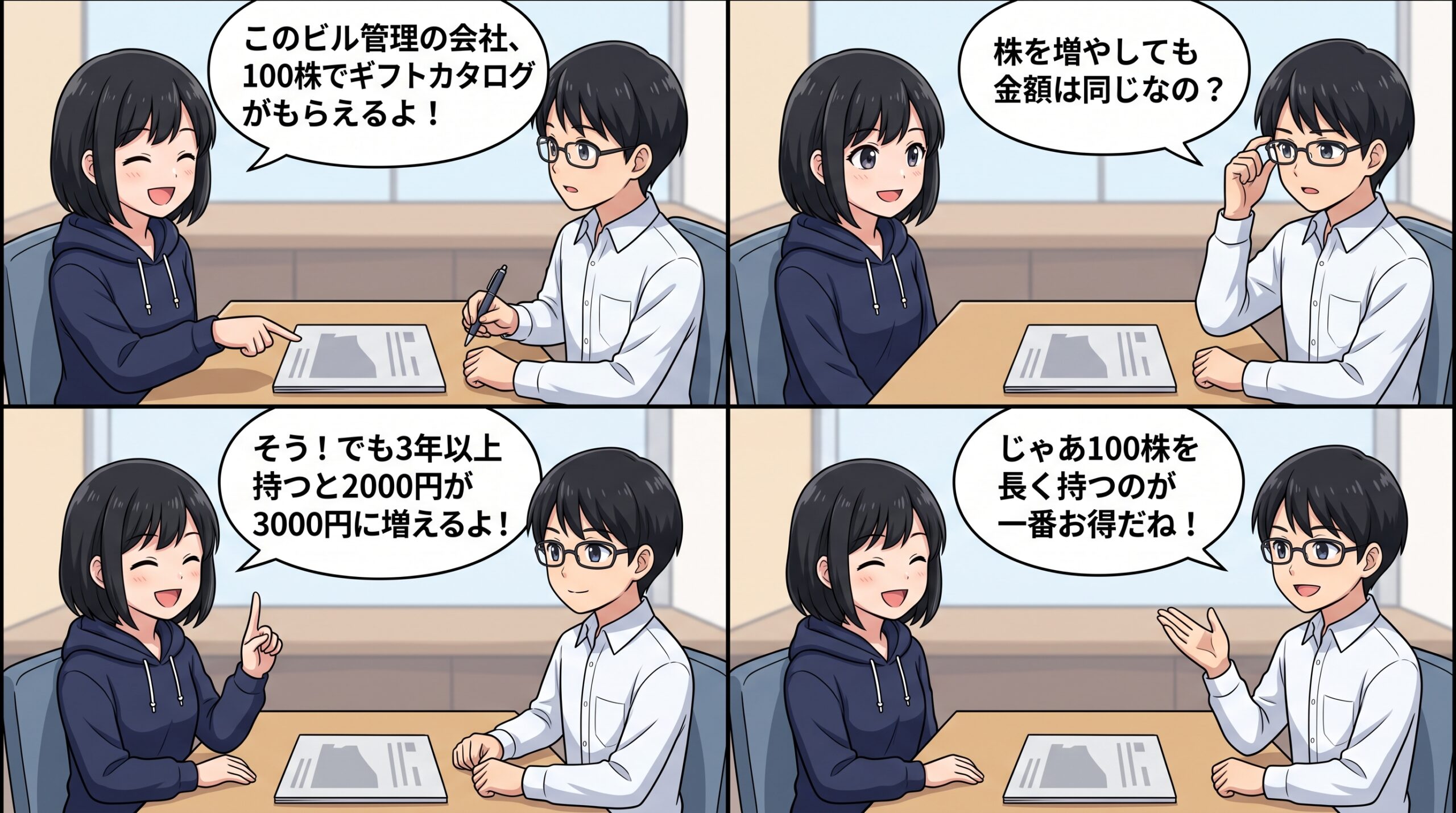 日本管財ホールディングス株主優待 4コマ漫画