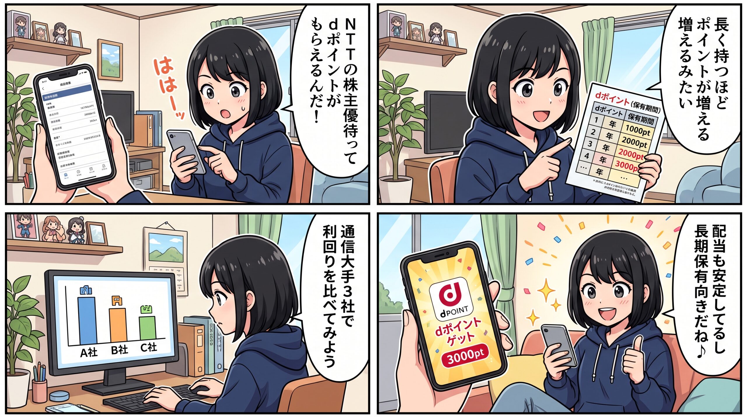 NTT株主優待 4コマ漫画