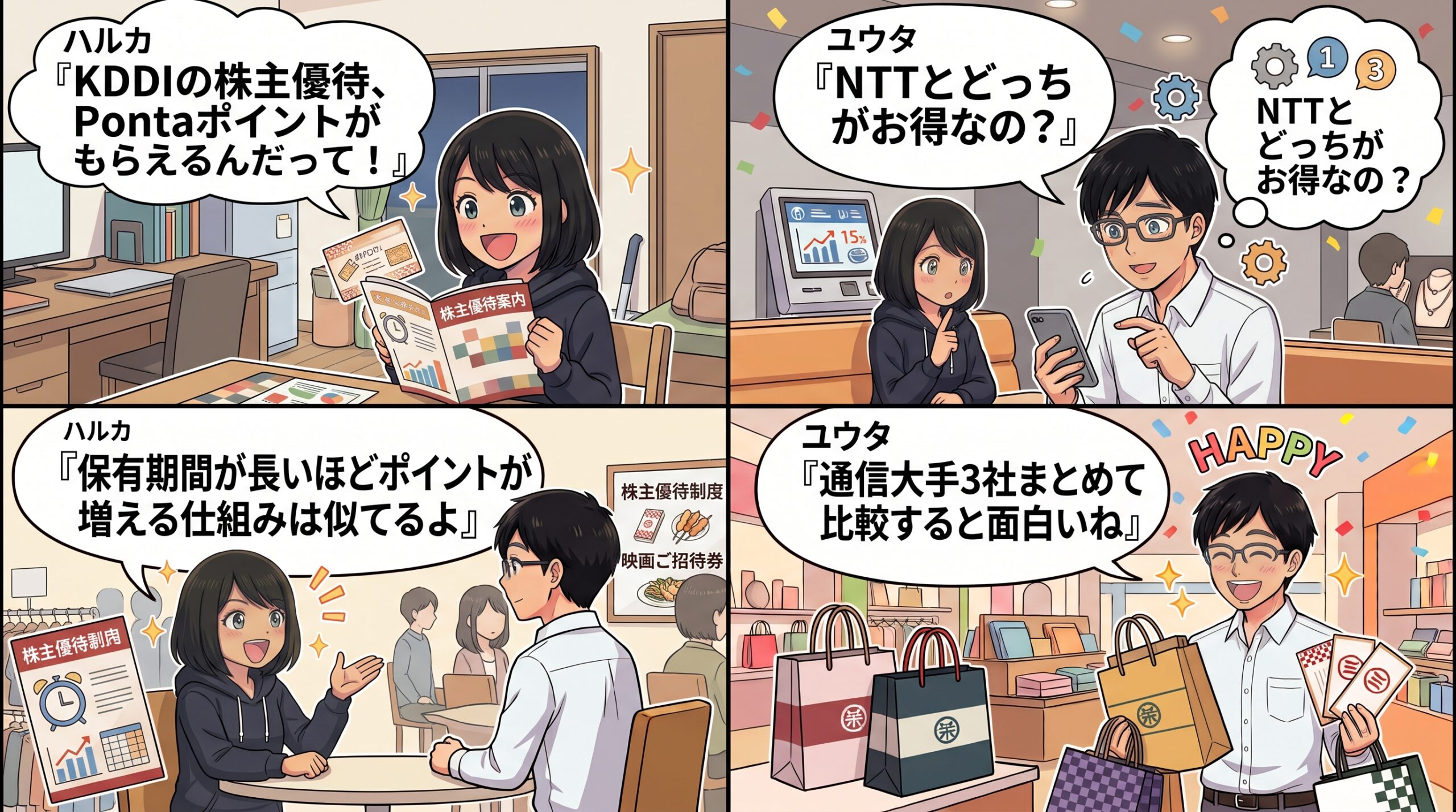 KDDI株主優待 4コマ漫画