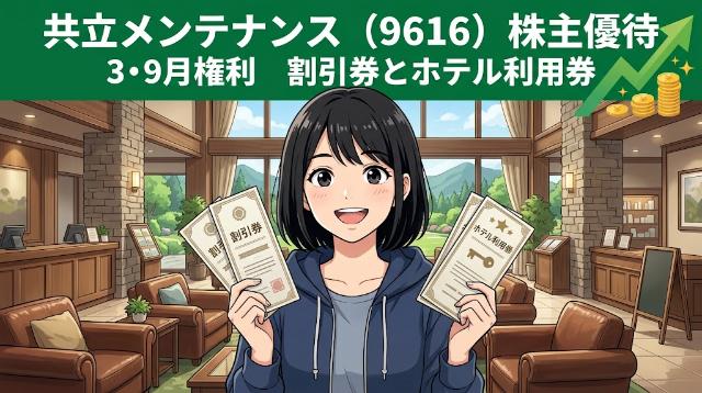 共立メンテナンス株主優待9616 3・9月権利割引券とホテル利用券