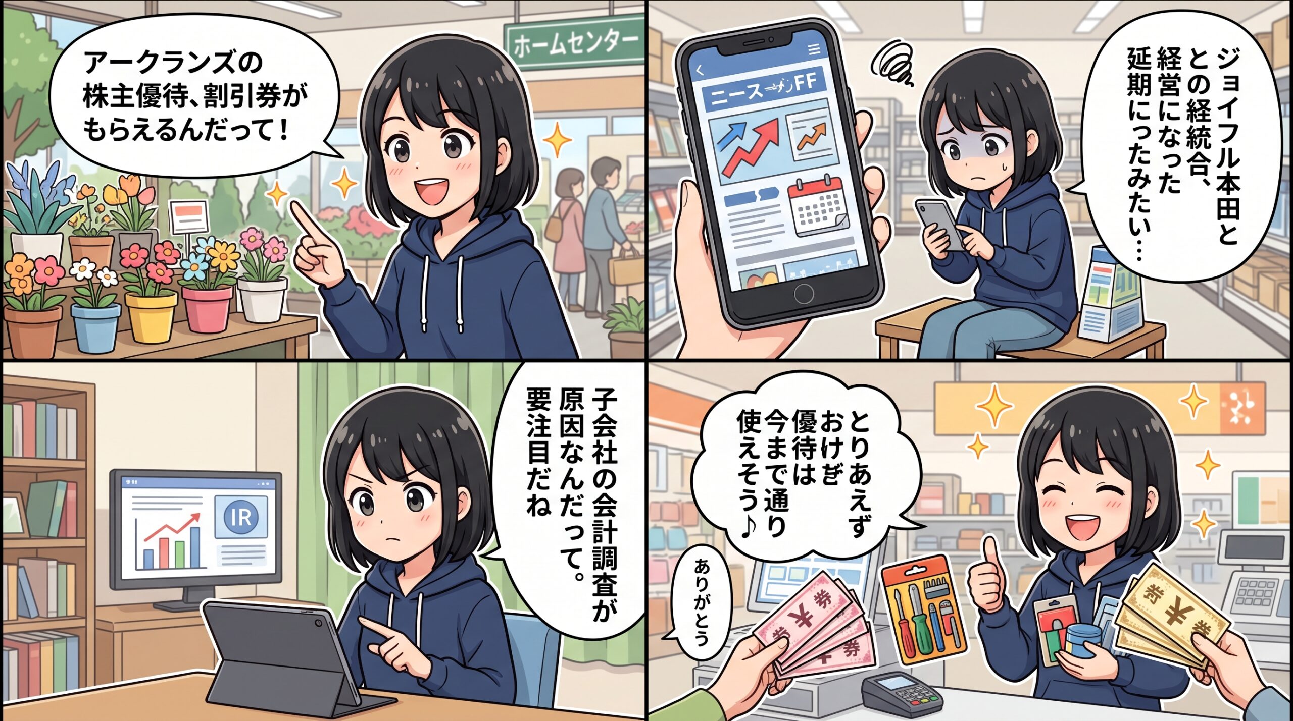 アークランズ株主優待 4コマ漫画