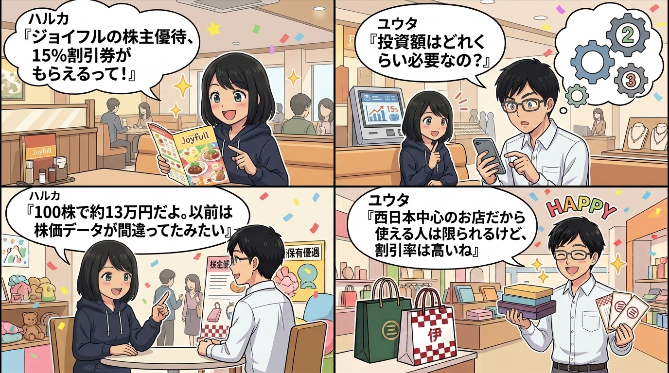 ジョイフル株主優待 4コマ漫画