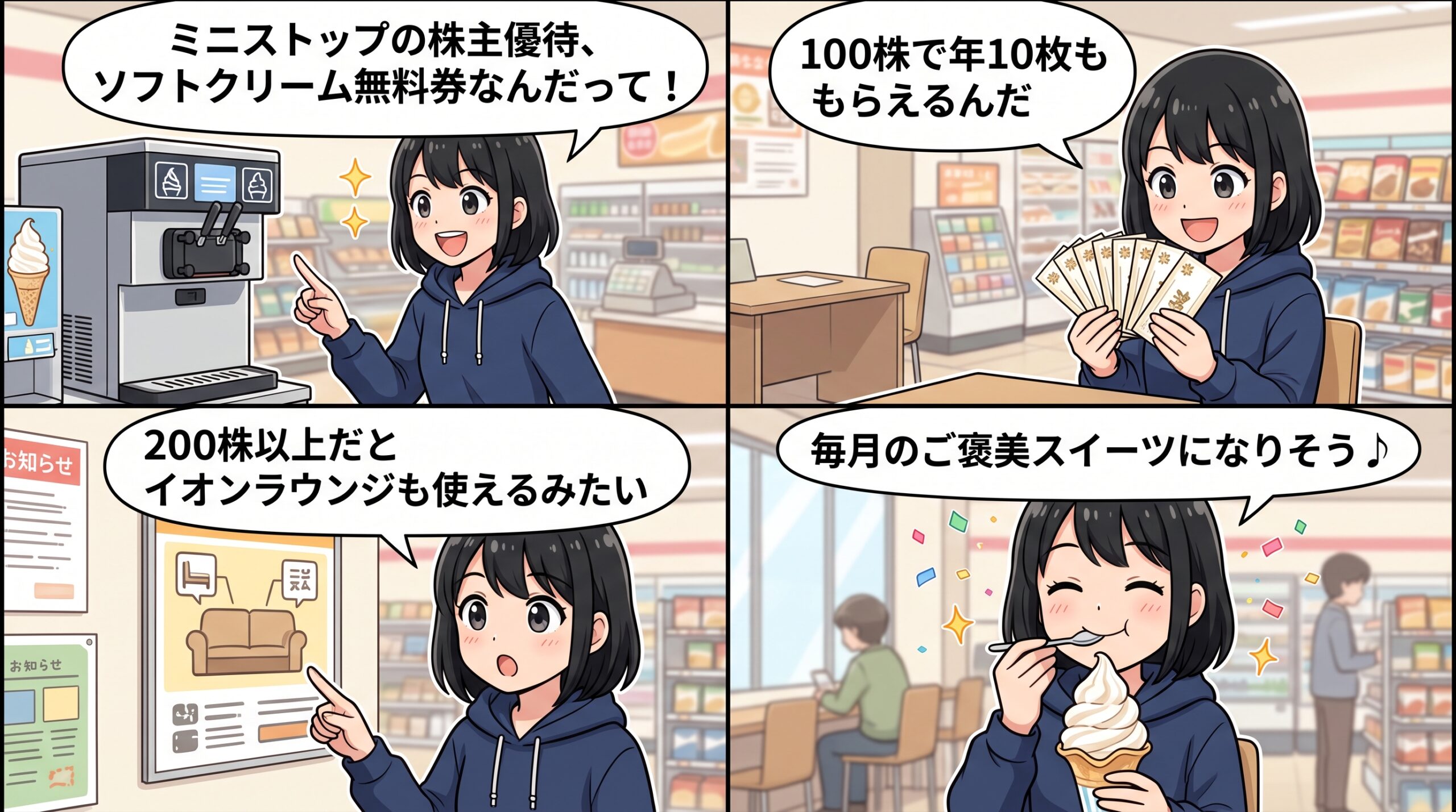 ミニストップ株主優待 4コマ漫画
