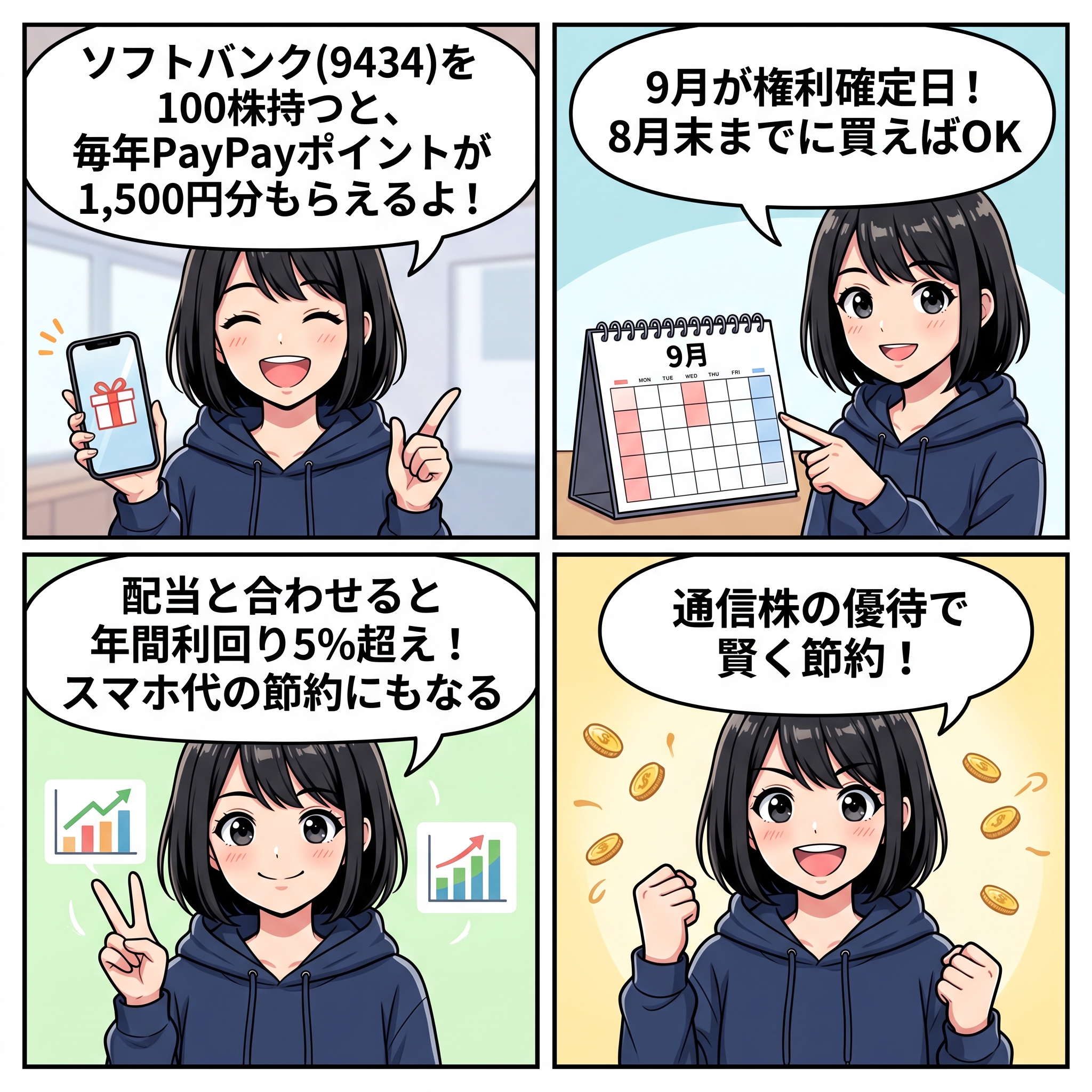 ソフトバンク株主優待 4コマ漫画 ハルカ