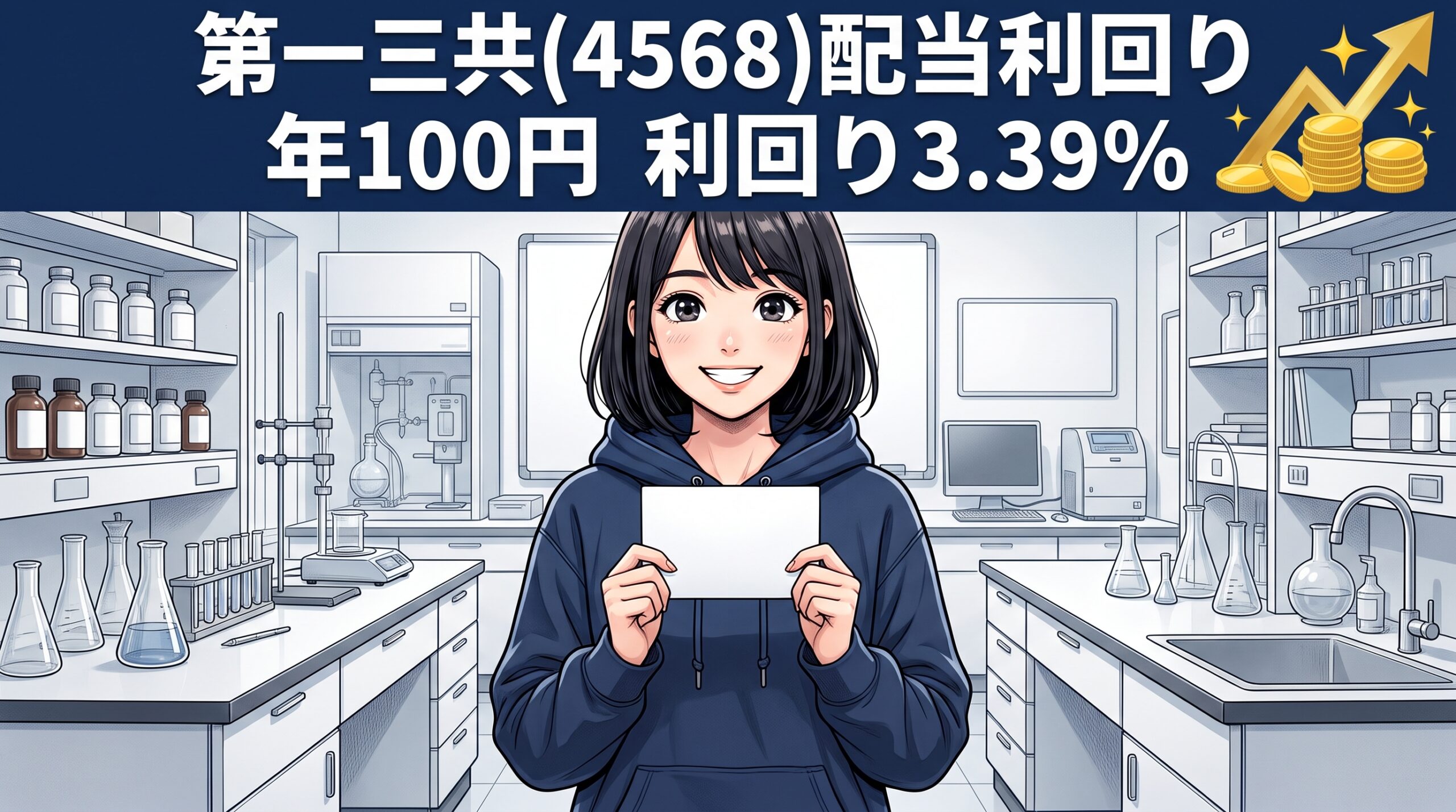 第一三共配当利回り2026 年100円 利回り3.39% のイメージイラスト