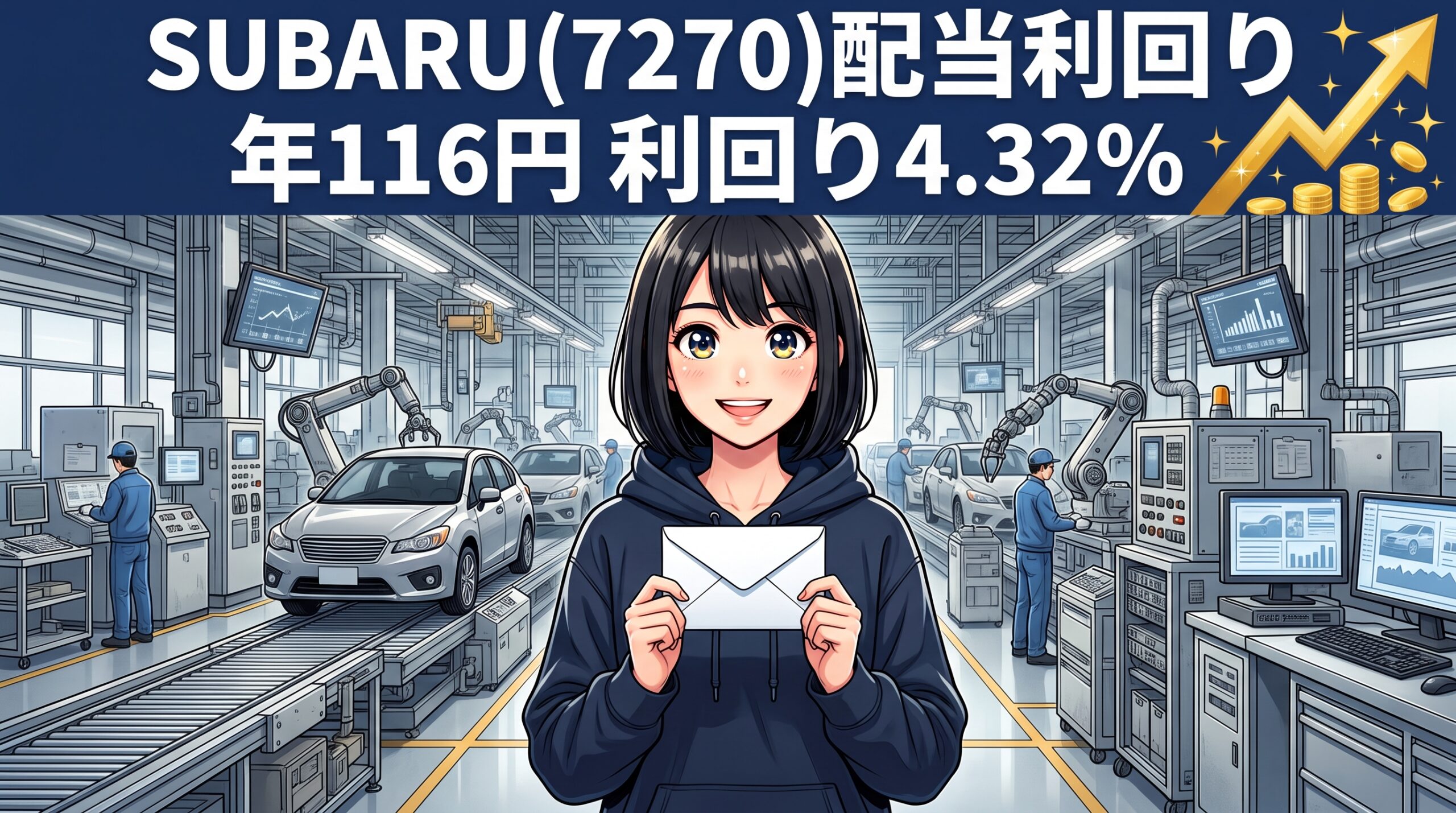 SUBARU配当利回り2026 年116円 利回り4.32% のイメージイラスト
