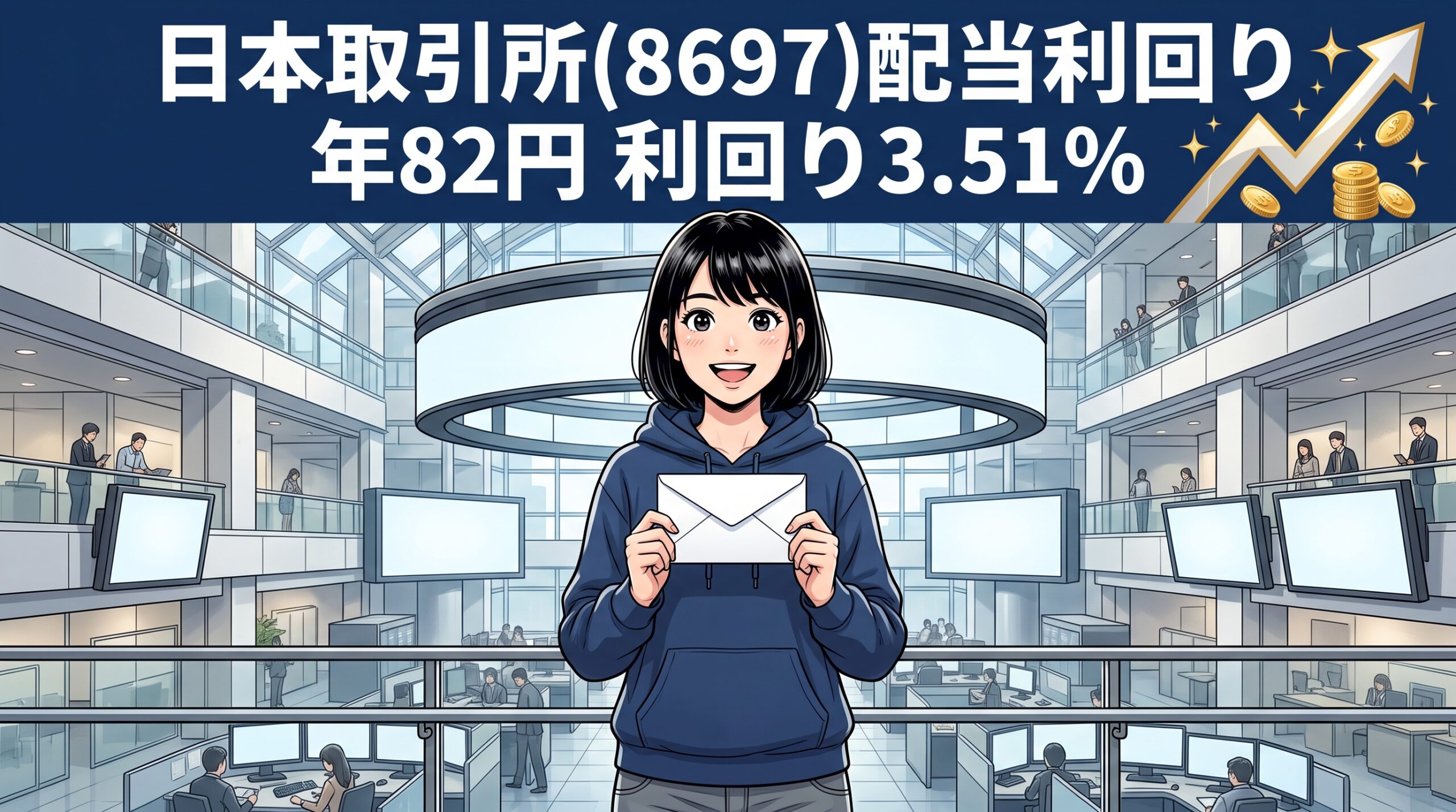 日本取引所配当利回り2026 年82円 利回り3.51% のイメージイラスト